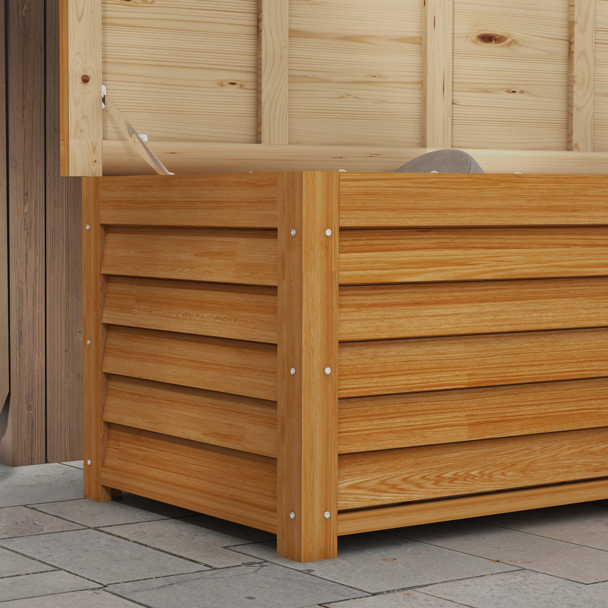 Outsunny 292L Fir Wood Outdoor Storage Box for Patio, Poolside