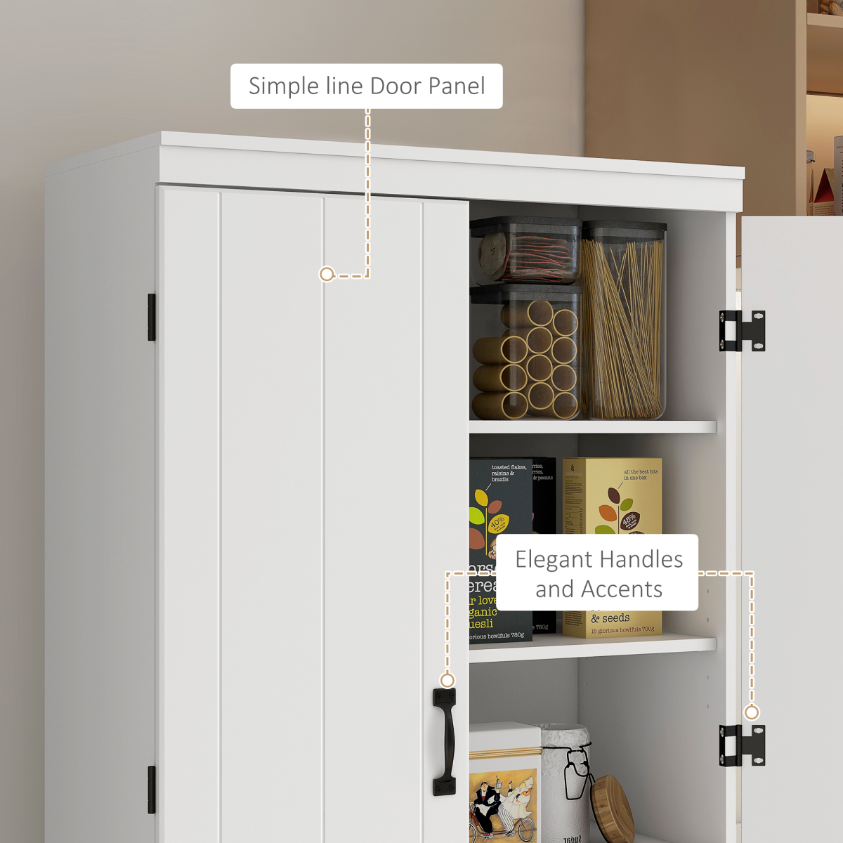 HOMCOM 4-Door Kitchen Cabinet with Shelves, White
