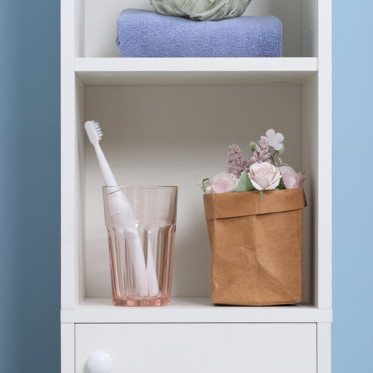 Tallboy Bathroom Storage Cabinet with Mirror, Freestanding Narrow Cabinet with Adjustable Shelves