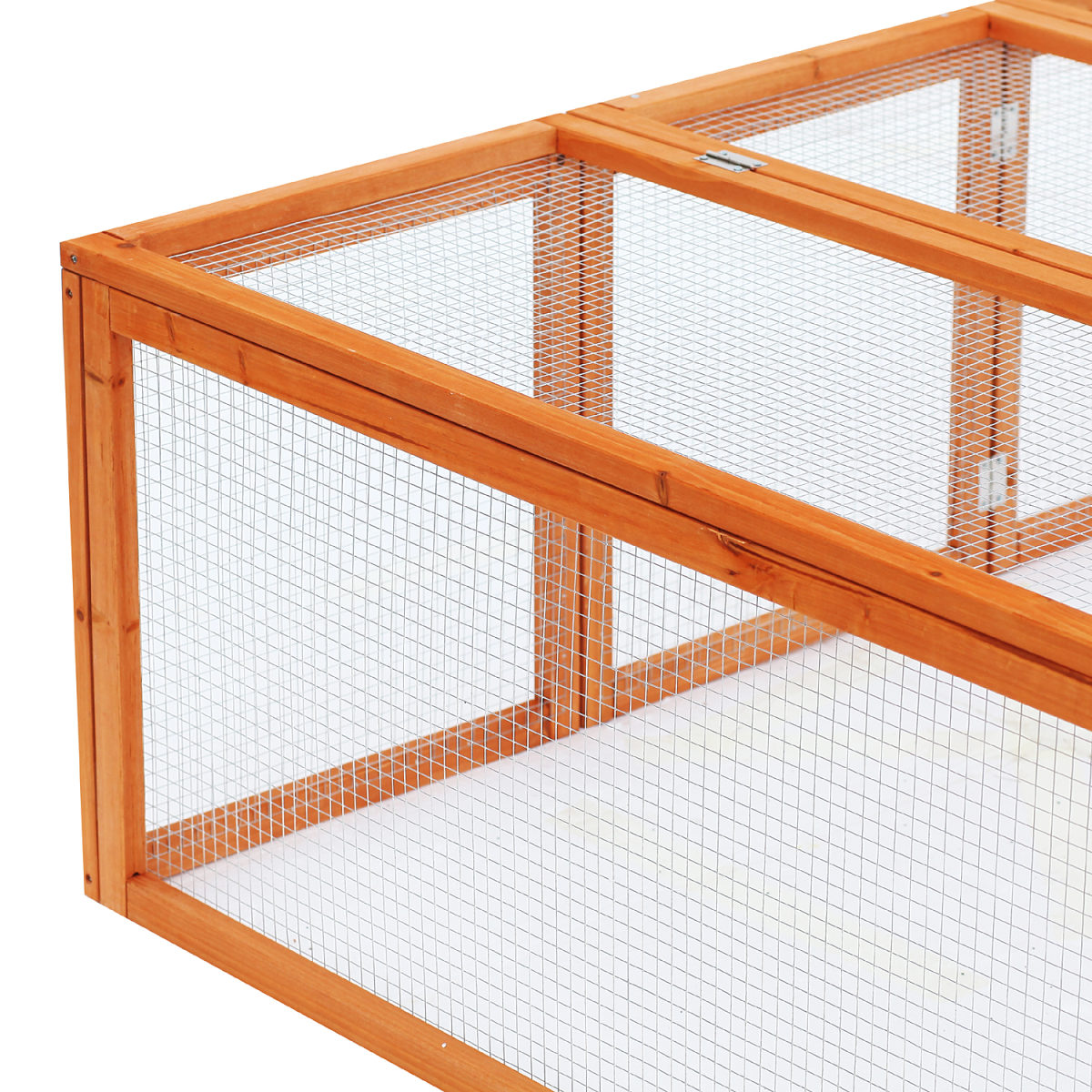 Pawhut Rabbit Hutch with Run and Play Space, Outdoor Mesh Wire Safety, Fir Wood and Metal