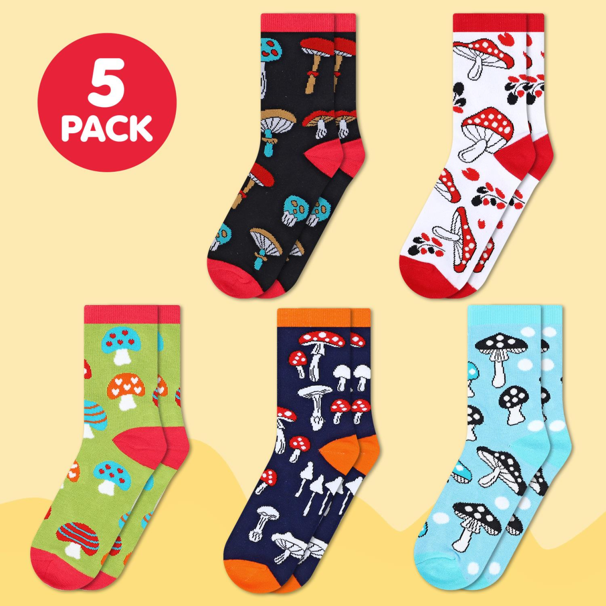 Vinsani Animal Design Socks 5 Pack, One Size Fits Women UK 4-7 EU 37-40