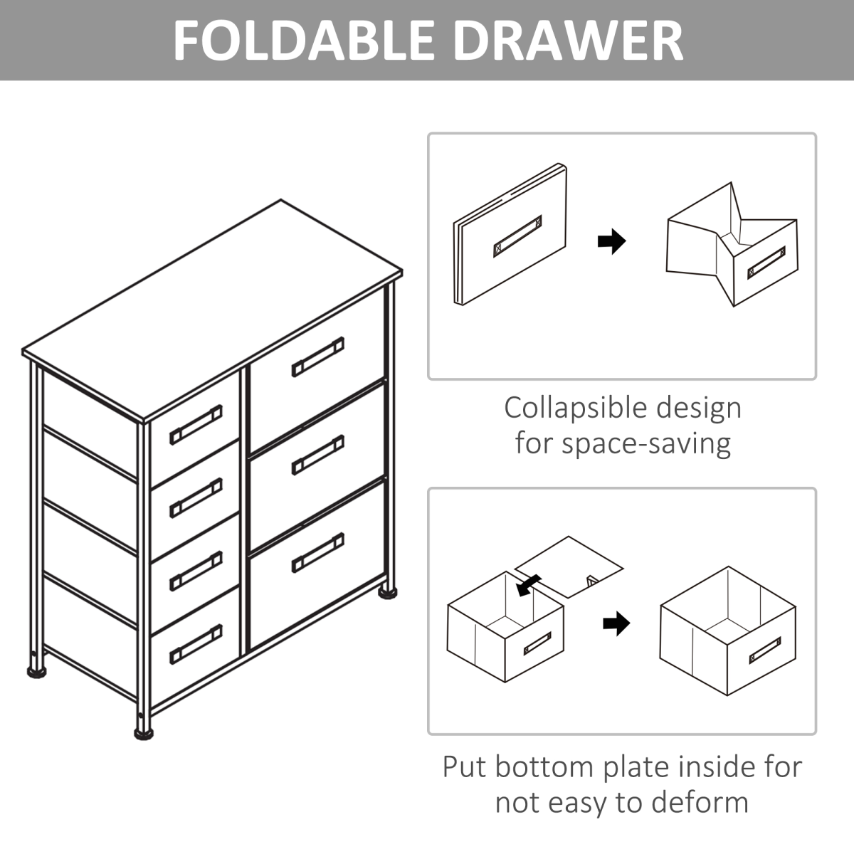HOMCOM 7-Drawer Storage Cabinet Organizer with Adjustable Feet