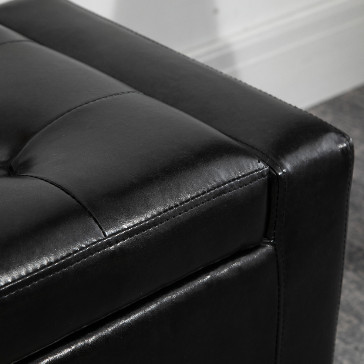 HOMCOM Faux Leather Tufted Storage Ottoman Bench with Lift-Top