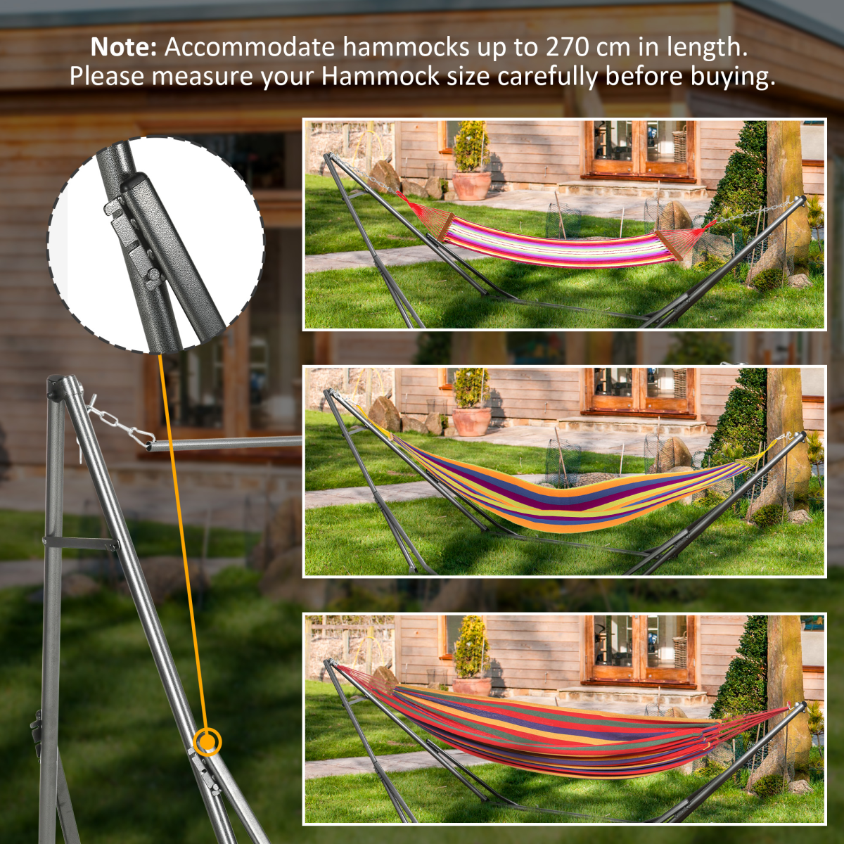 Outsunny Foldable 2-in-1 Hammock Stand & Clothes Drying Rack
