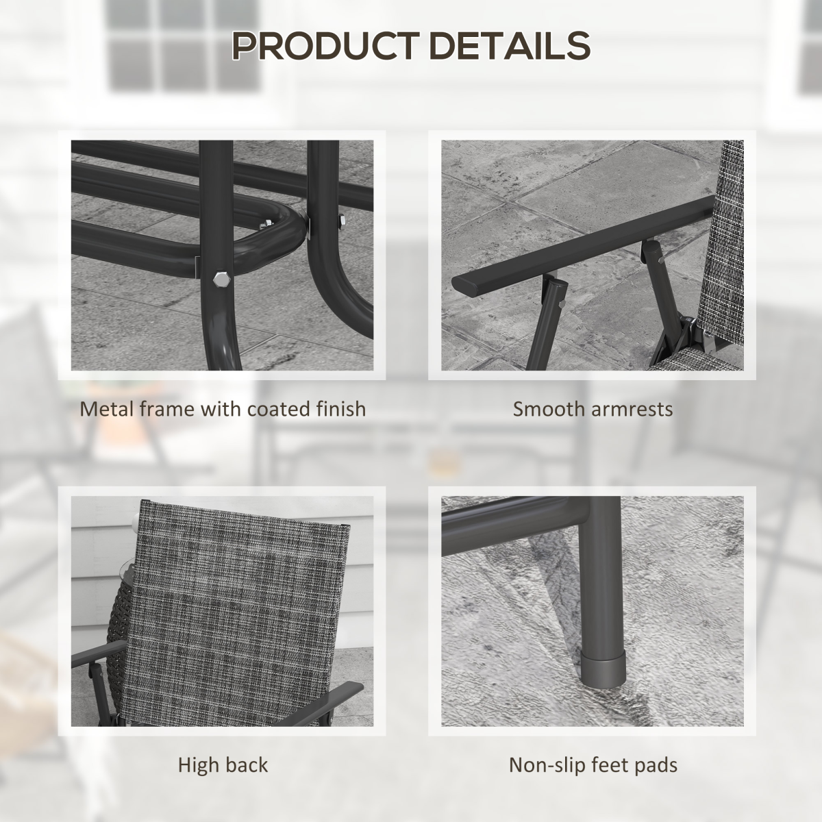 Outsunny 4-Piece Patio Furniture Set with Side Table, 2 Armchairs and Loveseat, Foldable Chairs