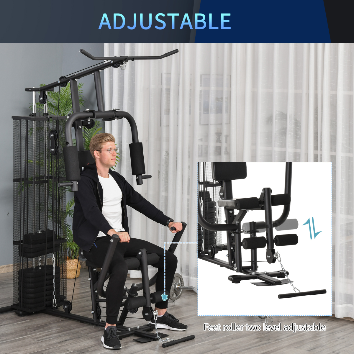 Multifunction Home Gym Weight Training Station with Dual Press Arm and Leg Developer
