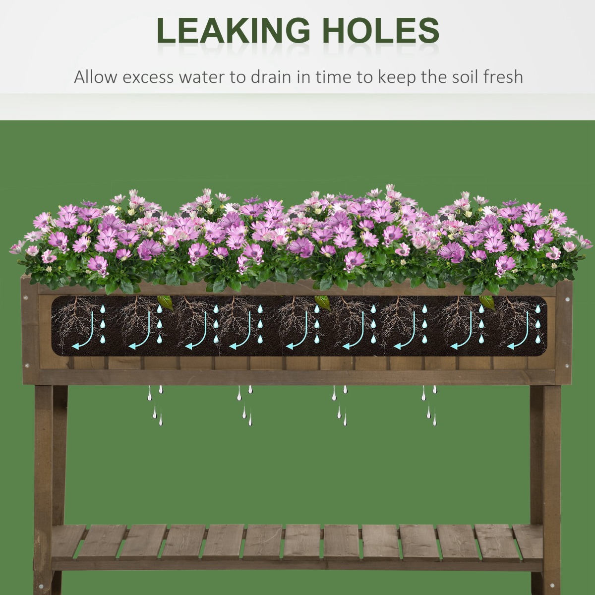 Outsunny Wooden Raised Bed Garden Plant Stand with 8 Boxes, 110 x 46 x 76 cm, Brown