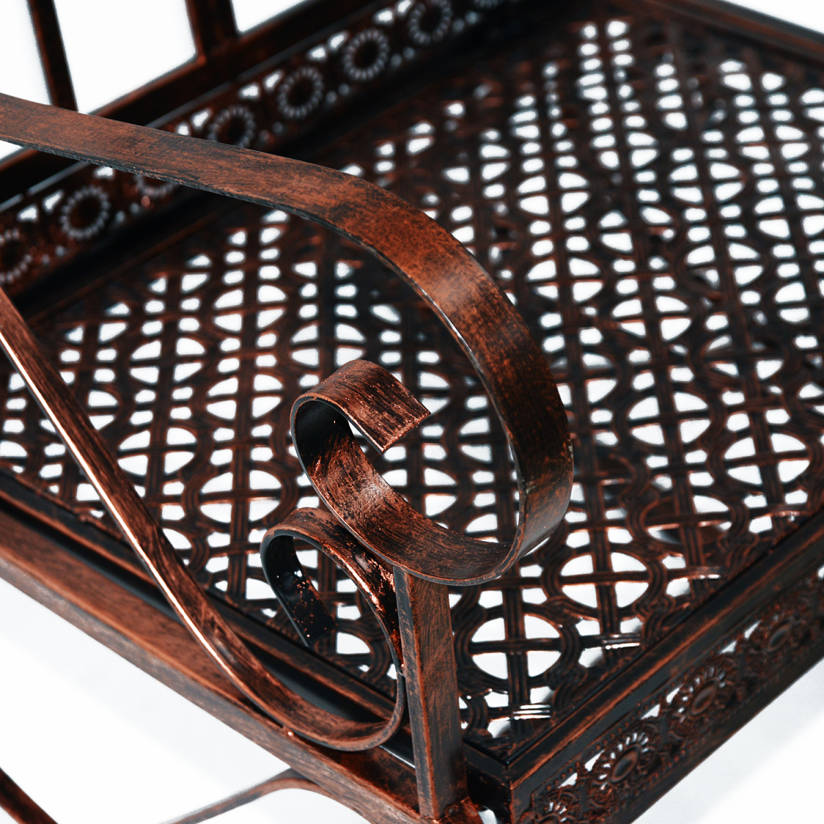 Outsunny Bronze Metal 2-in-1 Outdoor Rocking Chair Bench with Armrests