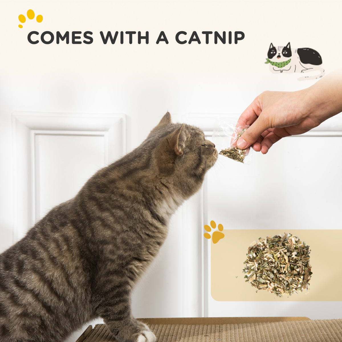 PawHut TV Shape Cat Scratching House with Catnip, Brown