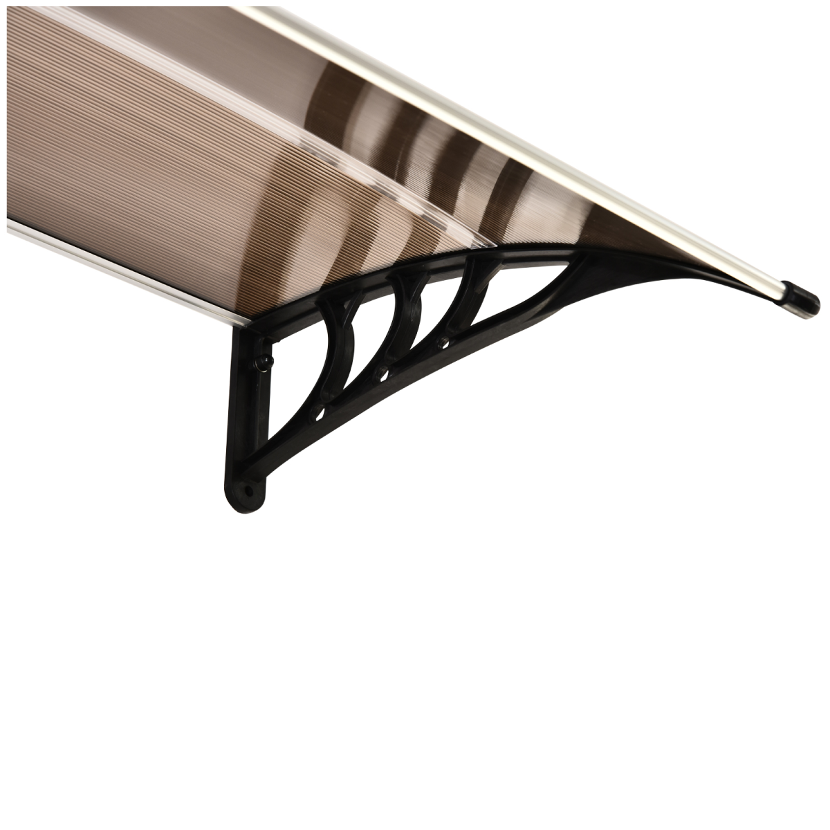 Outsunny 75 x 120 x 23 cm Brown Curved Polycarbonate Awning with Black Bracket