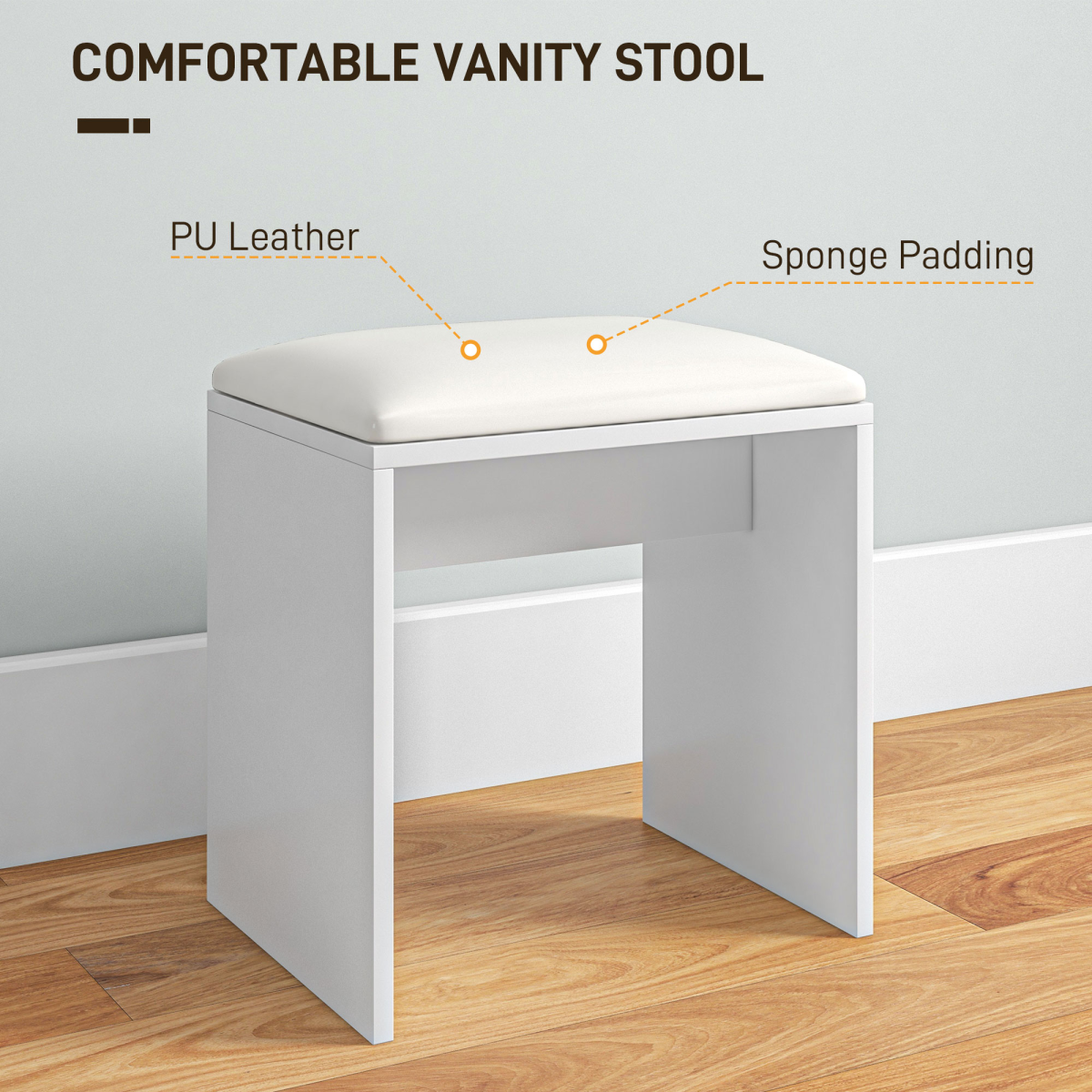 HOMCOM White Dressing Table Set with Mirror, Stool and Storage
