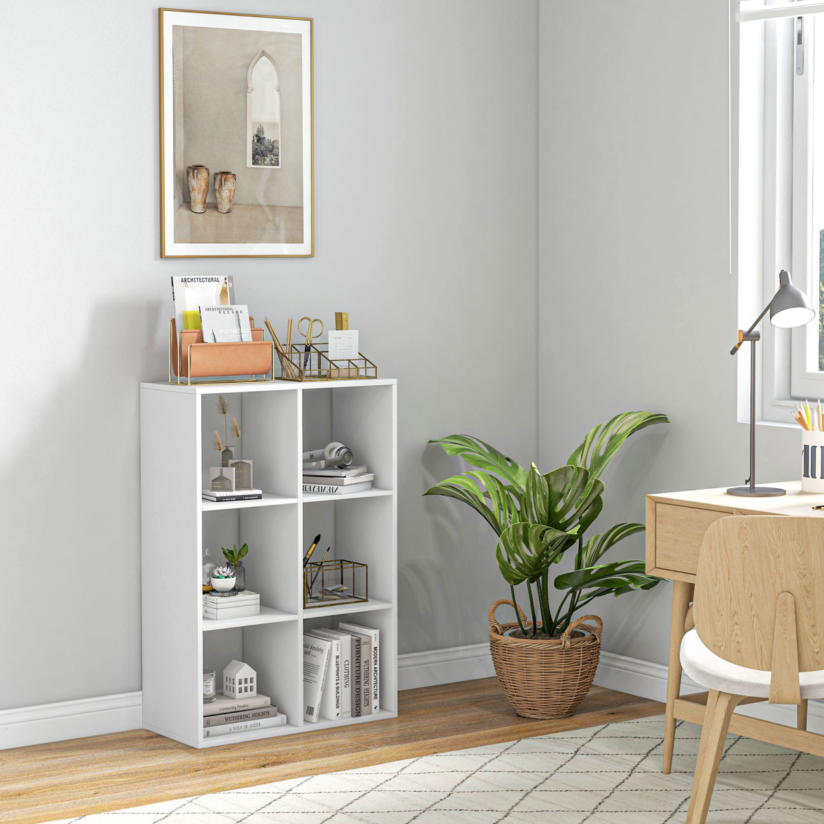 White 6-Cube Storage Cabinet Bookcase Shelf Unit