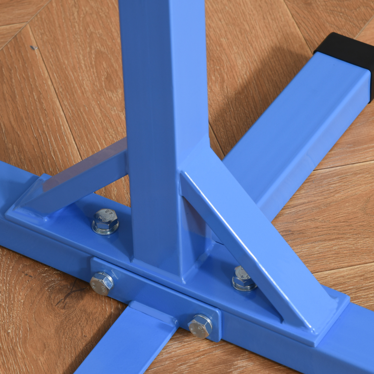 HOMCOM Adjustable Kids Gymnastics Bar, Steel Frame, Wood Bar, Blue