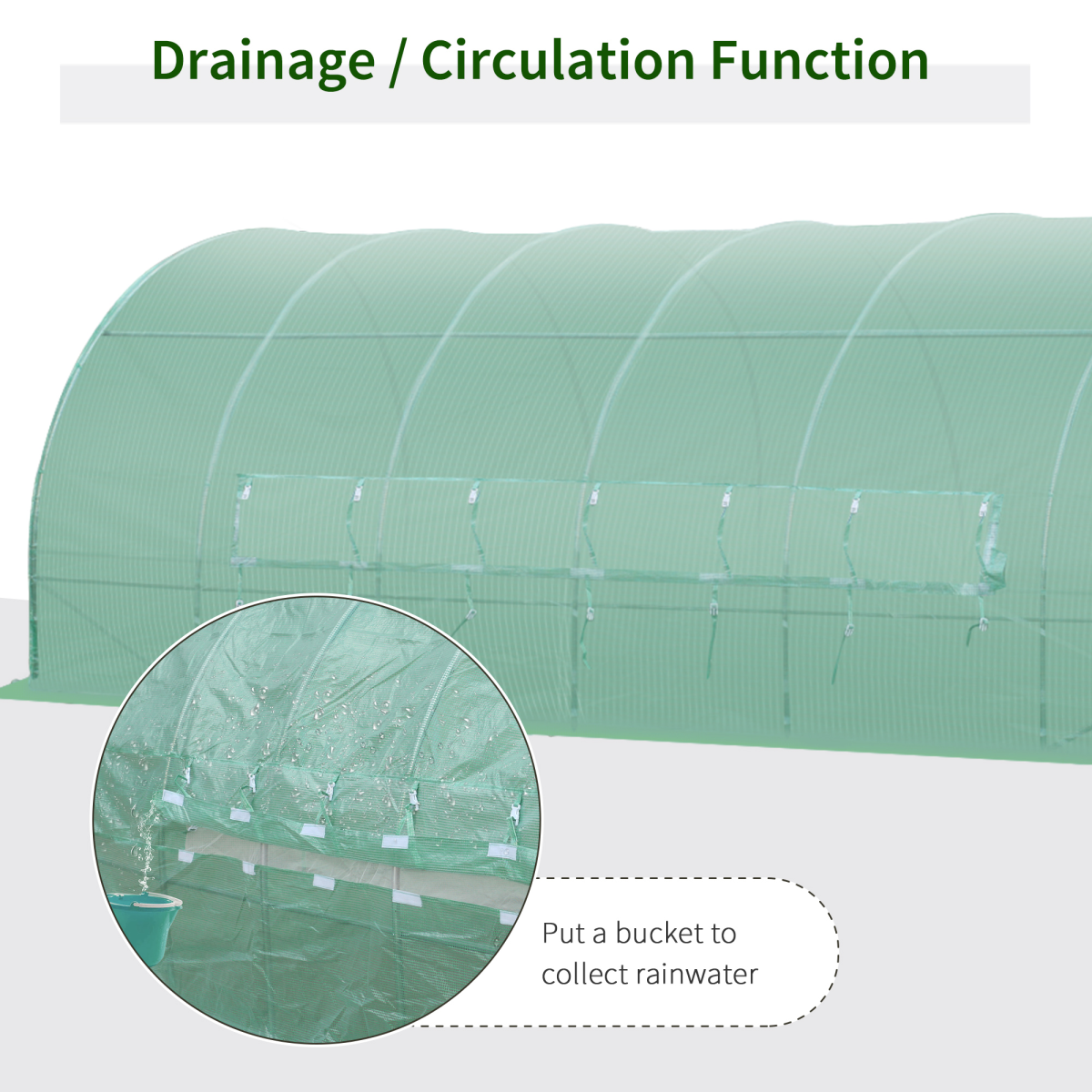 Outsunny 6 x 3m Reinforced Walk-In Polytunnel Greenhouse with Steel Frame and UV PE Cover