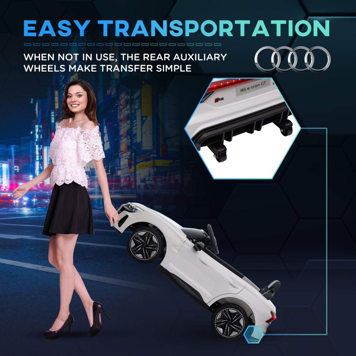Licensed Audi RS e-tron GT 12V Kids Ride-On Car with Remote, White