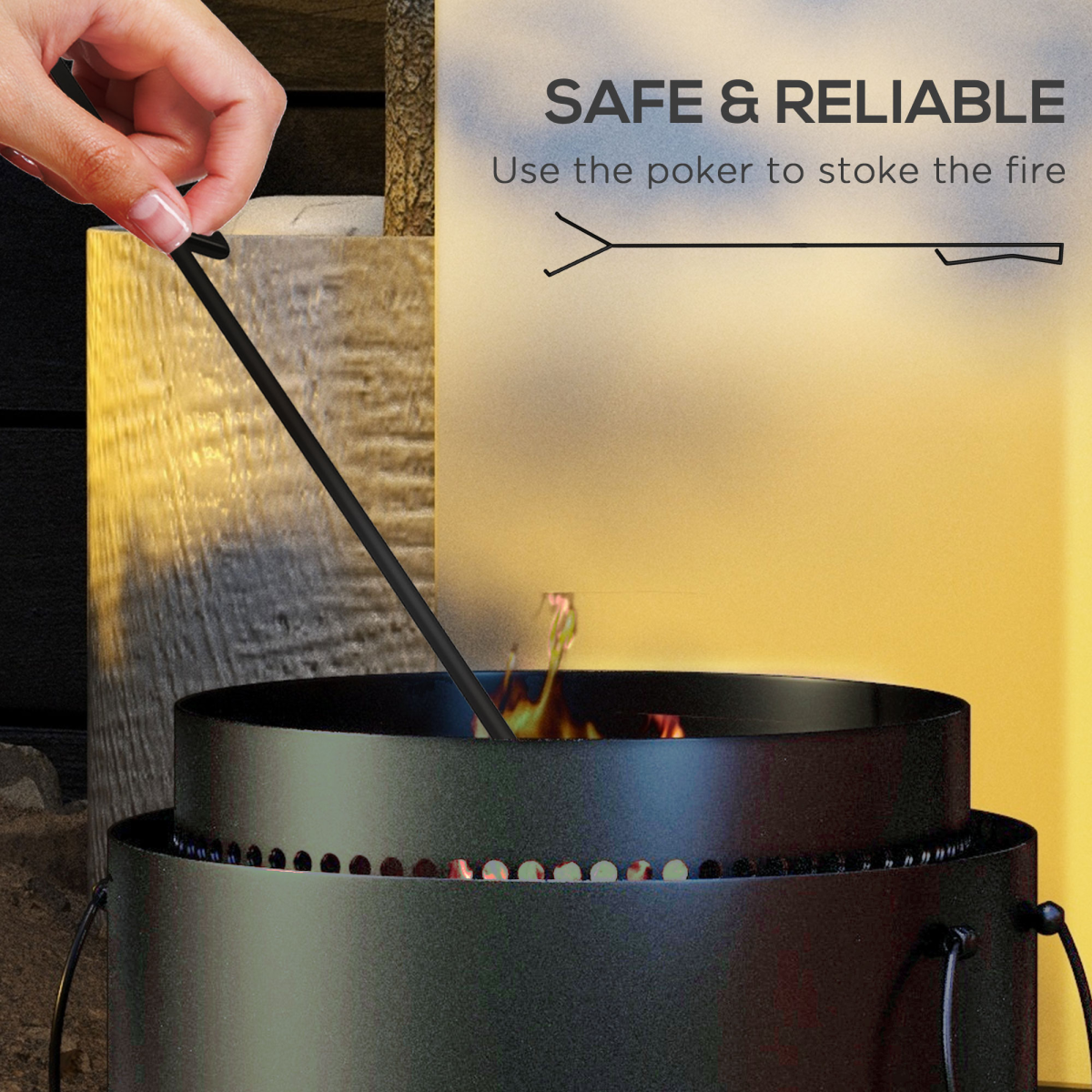 Outsunny 37cm Smokeless Wood Burning Metal Fire Pit, Black