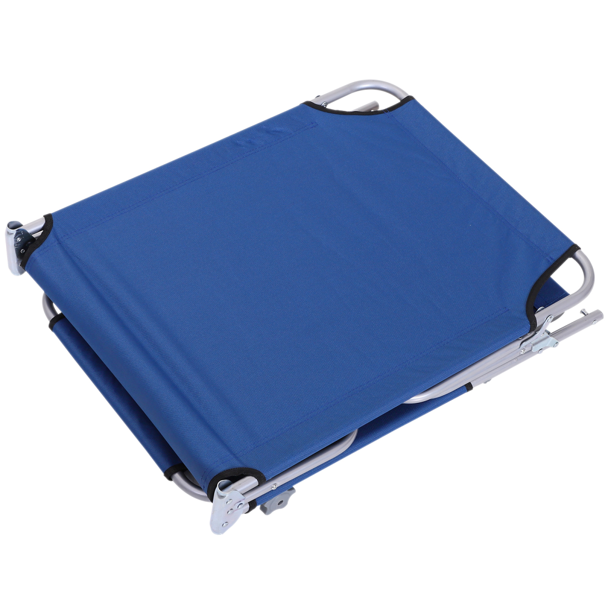 Outsunny Folding Reclining Beach Lounger Chair with Adjustable Back and Removable Sun Visor, Blue