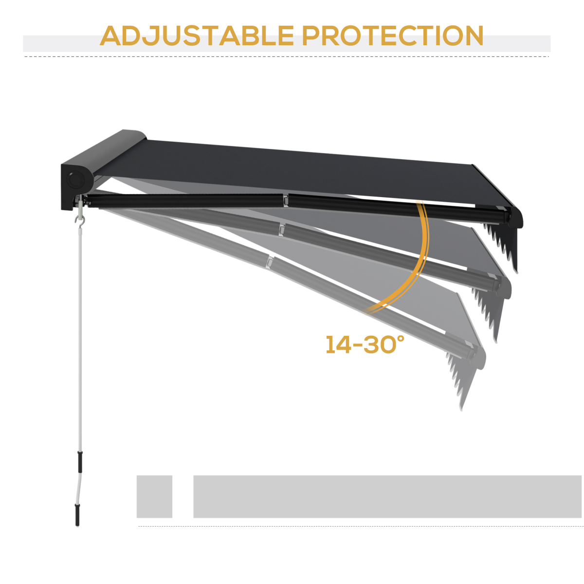 Outsunny 2.5 x 2m Electric Awning with LED Lights, Remote Control and Manual Handle, Half Cassette, Grey