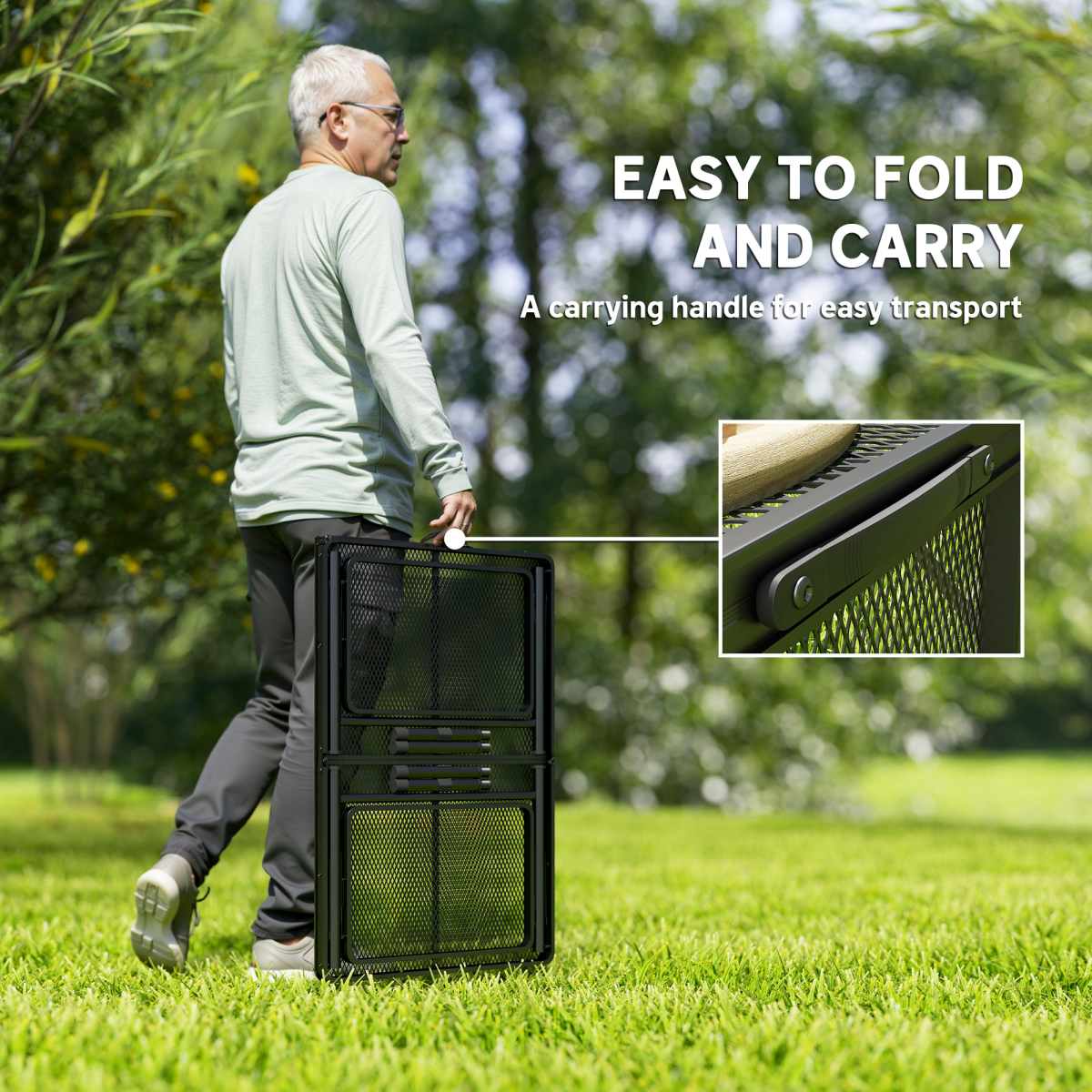 Outsunny 4.5ft Portable Foldable Height Adjustable Picnic Table