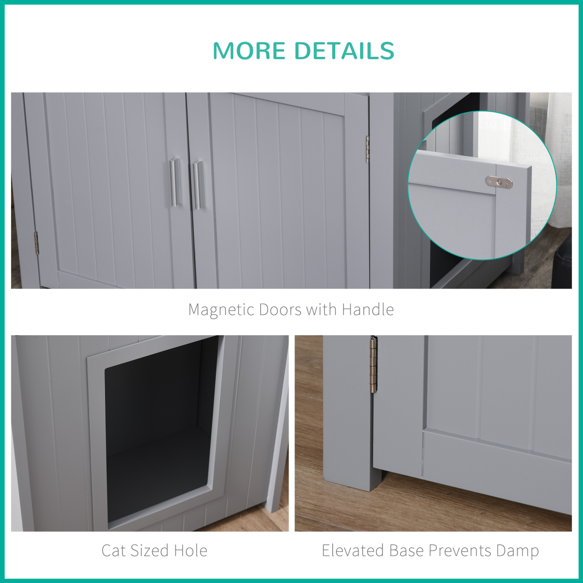 Grey MDF Cat Litter Box Enclosure Furniture with Shelves