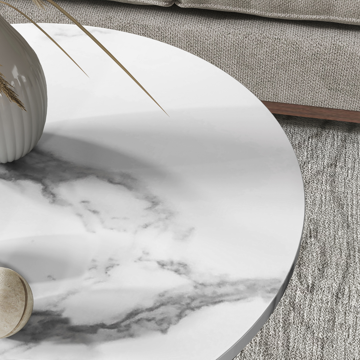 Set of 2 Marble-Effect Tables with Gold Tone Legs for Home & Office