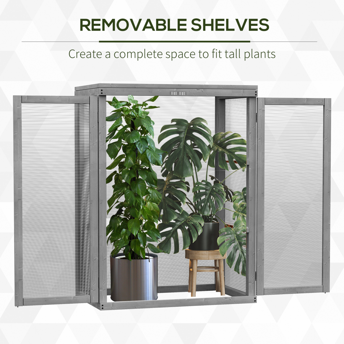 3-tier Wood Greenhouse Plant Storage Shelf Garden Cold Frame Grow House