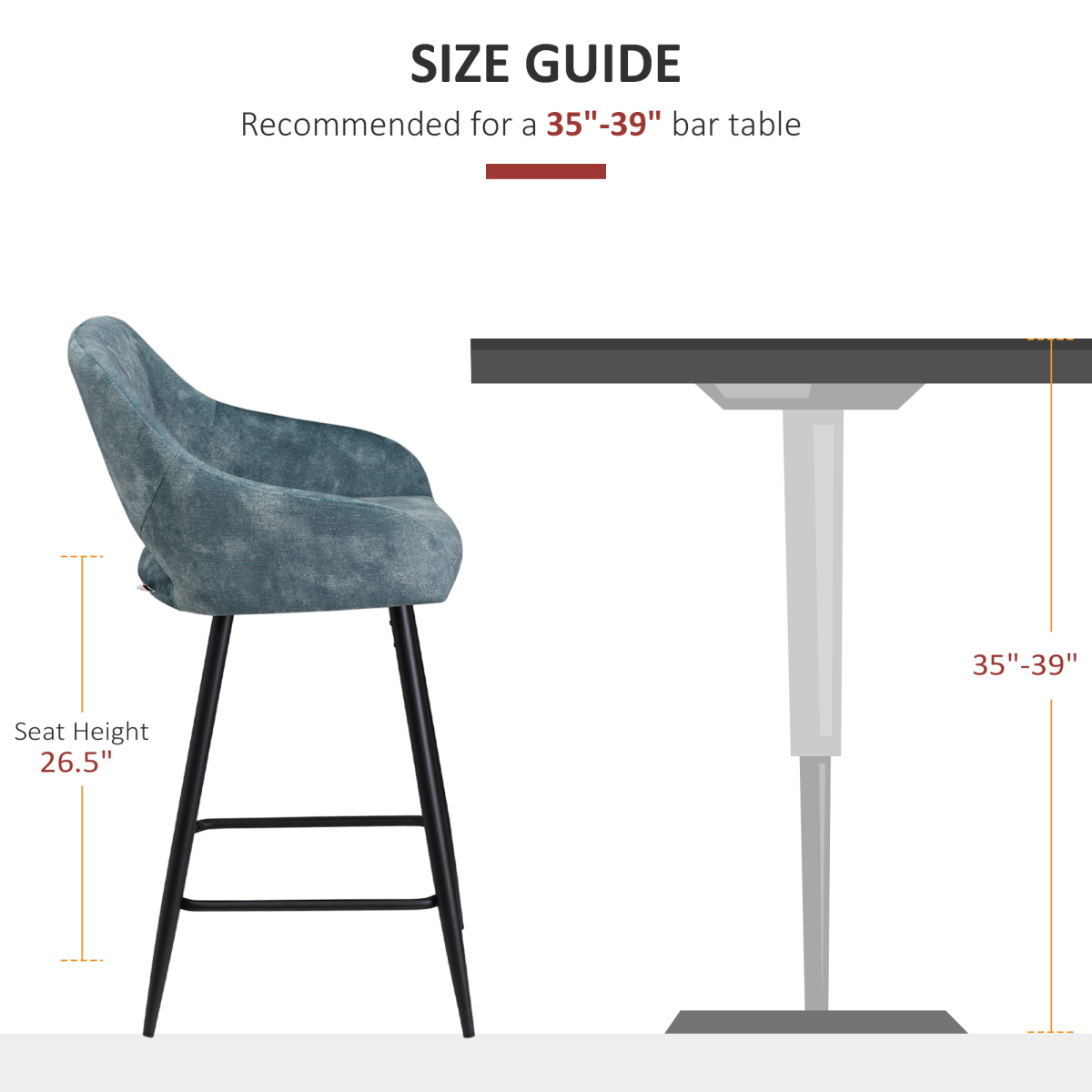 Set of 2 Blue Velvet-Feel Counter Height Bar Stools with Armrests