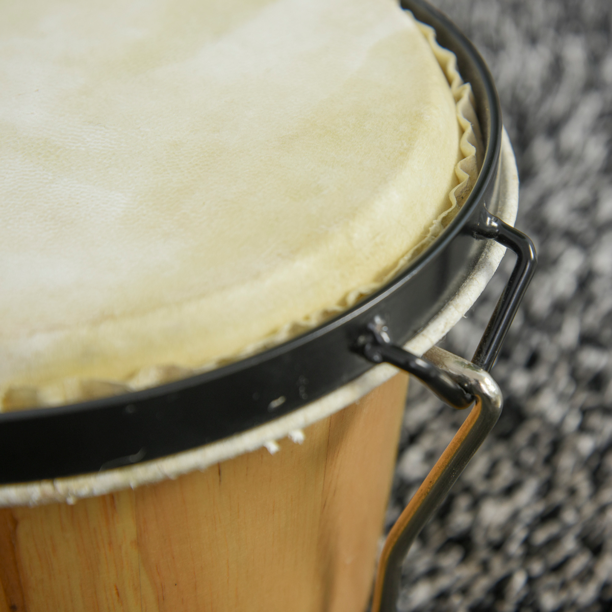 Wooden Bongo Drum Set with Sheepskin Heads and Tuning Wrench