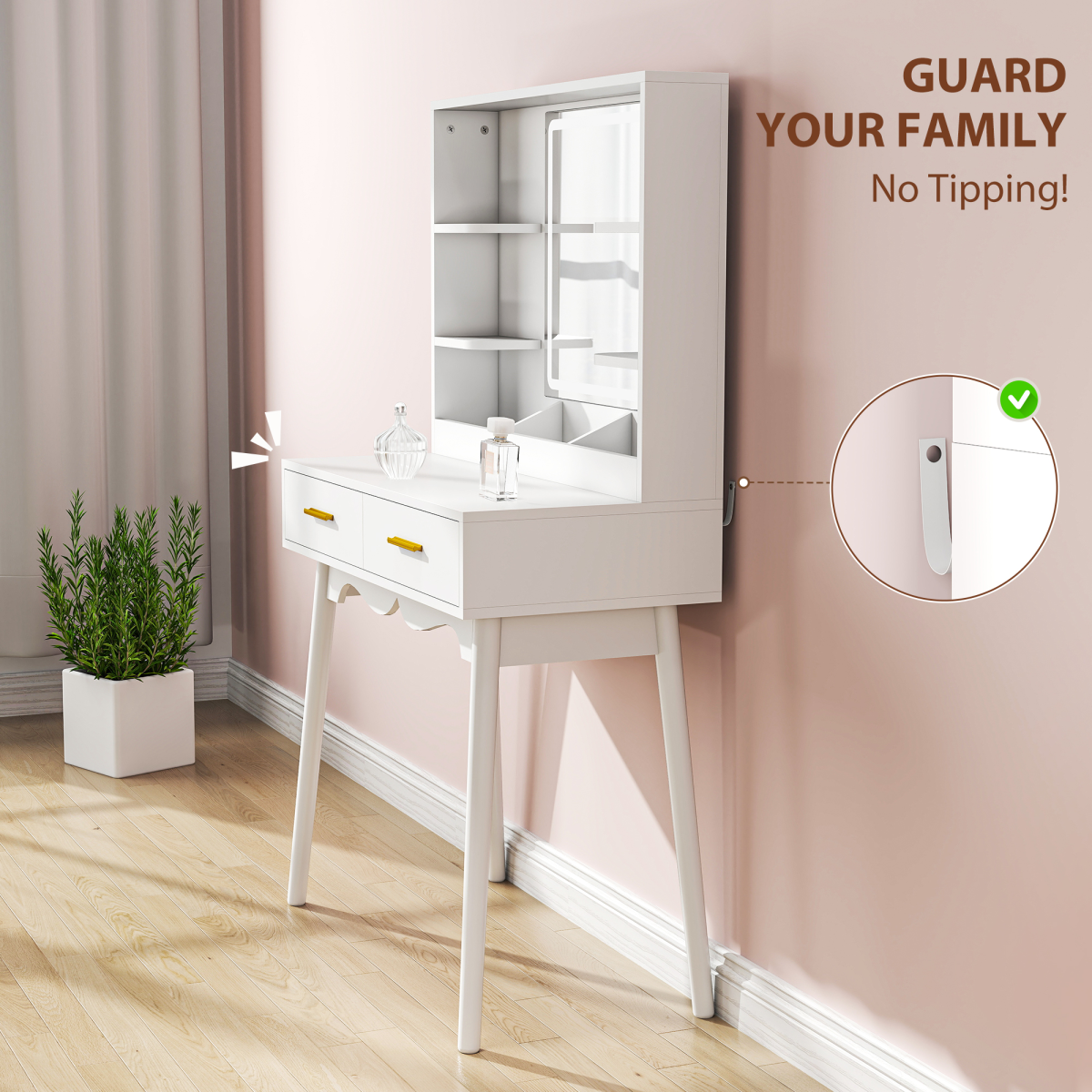 HOMCOM White Dressing Table with LED Mirror, Stool & Storage