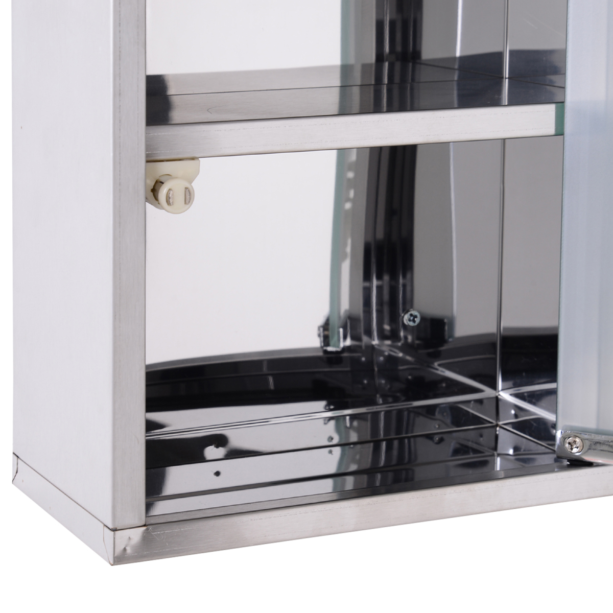 Wall Mounted Stainless Steel Medicine Cabinet with Lockable Security Glass Door, 2 Shelves, 48 x 25 x 12 cm