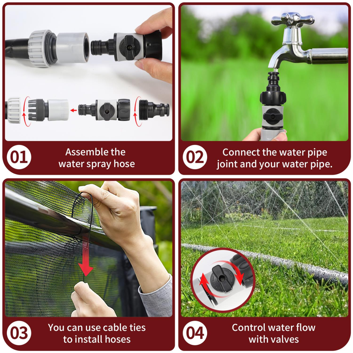 Vinsani 15M Garden Sprinkler with On-Off Valve and Fixing Straps