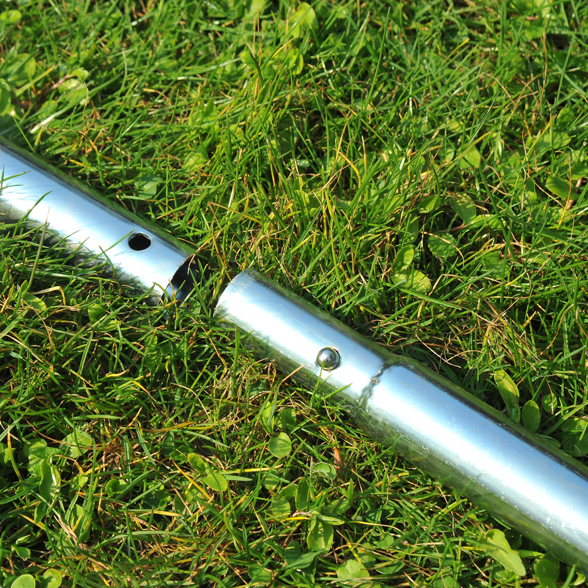 Outsunny Lawn Aerator Roller with 3-Level Adjustable Handle, Galvanized Metal and PP Plastic
