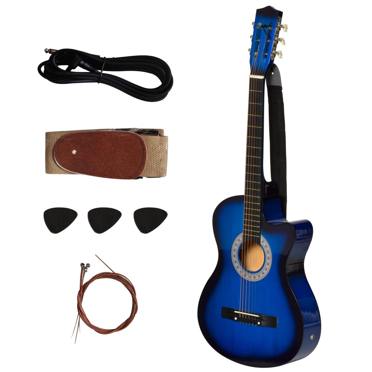 HOMCOM 38 Inch Electric Acoustic Guitar Beginner Set with Carry Case