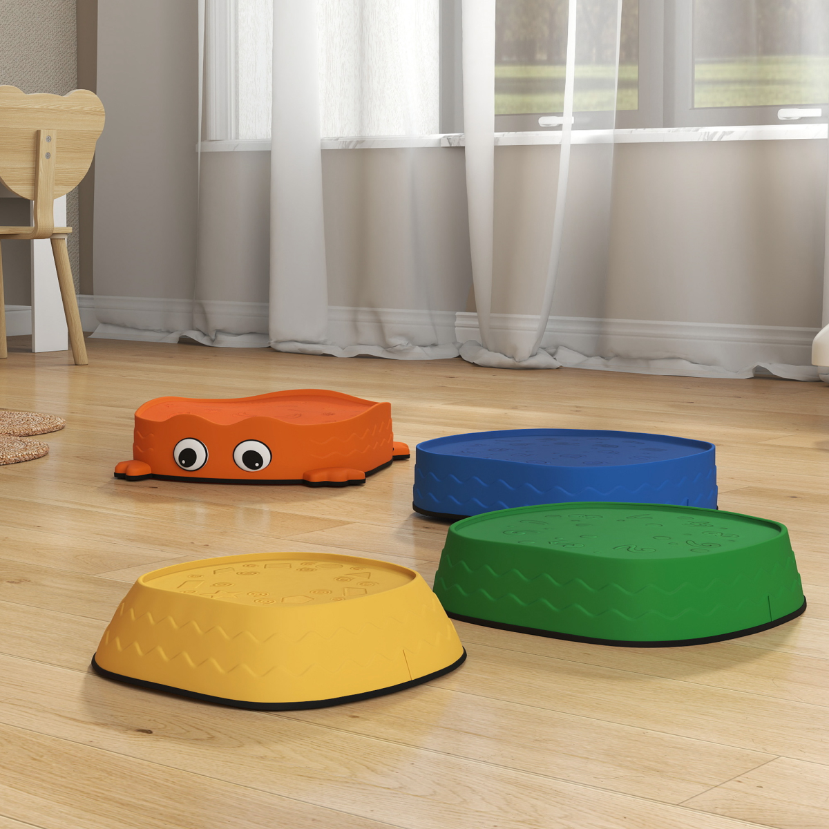 AIYAPLAY 5-Piece Kids Frog-Shaped Balance Stepping Stones