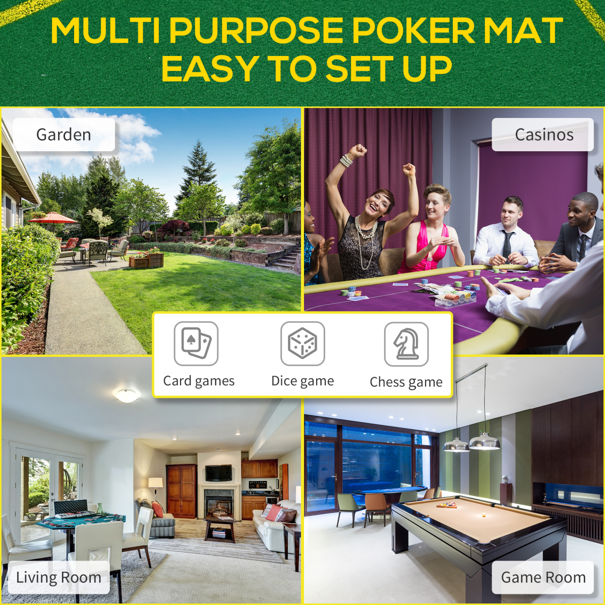 SPORTNOW Foldable 10-Player Poker Table Top with Cup Holders & Carry Bag