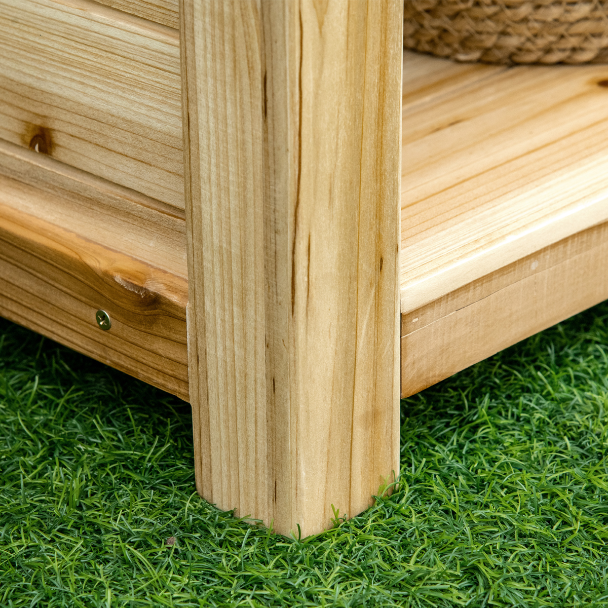 Outsunny Garden Potting Bench with Metal Top and Storage Shelves