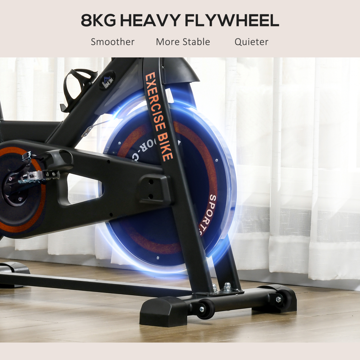 HOMCOM 8kg Flywheel Exercise Bike, Adjustable Height & Resistance, Black