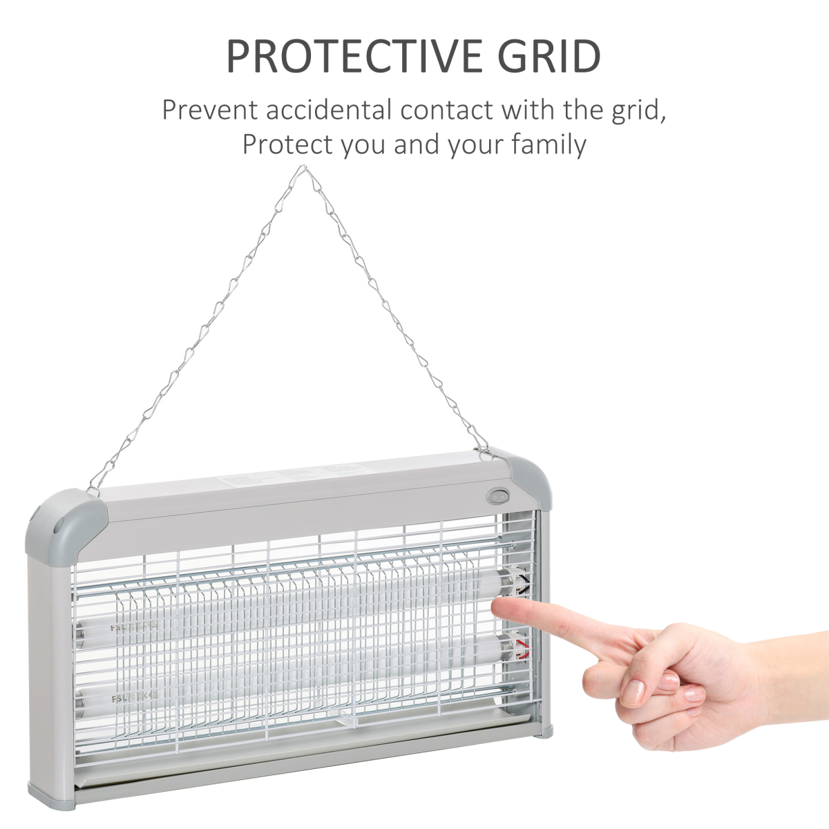 Outsunny 30W Wall-Mounted Mosquito LED Killer Lamp Insect Zapper, Steel Grey