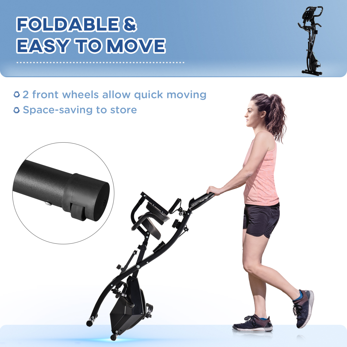 2-in-1 Upright and Recumbent Exercise Bike with 8 Resistance Levels, Pulse Sensor, LCD Monitor, Phone Holder, Foldable Design, Black