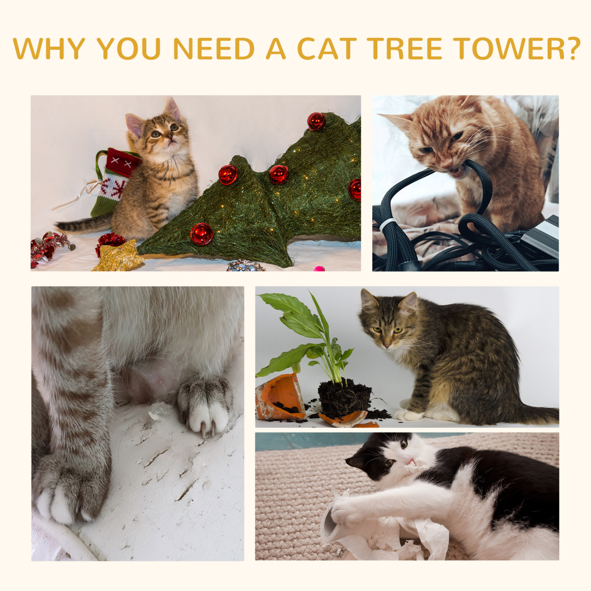 Pawhut Cat Tree with Sisal Scratching Posts, Plush Cover, Ball Toy and Lightweight Design