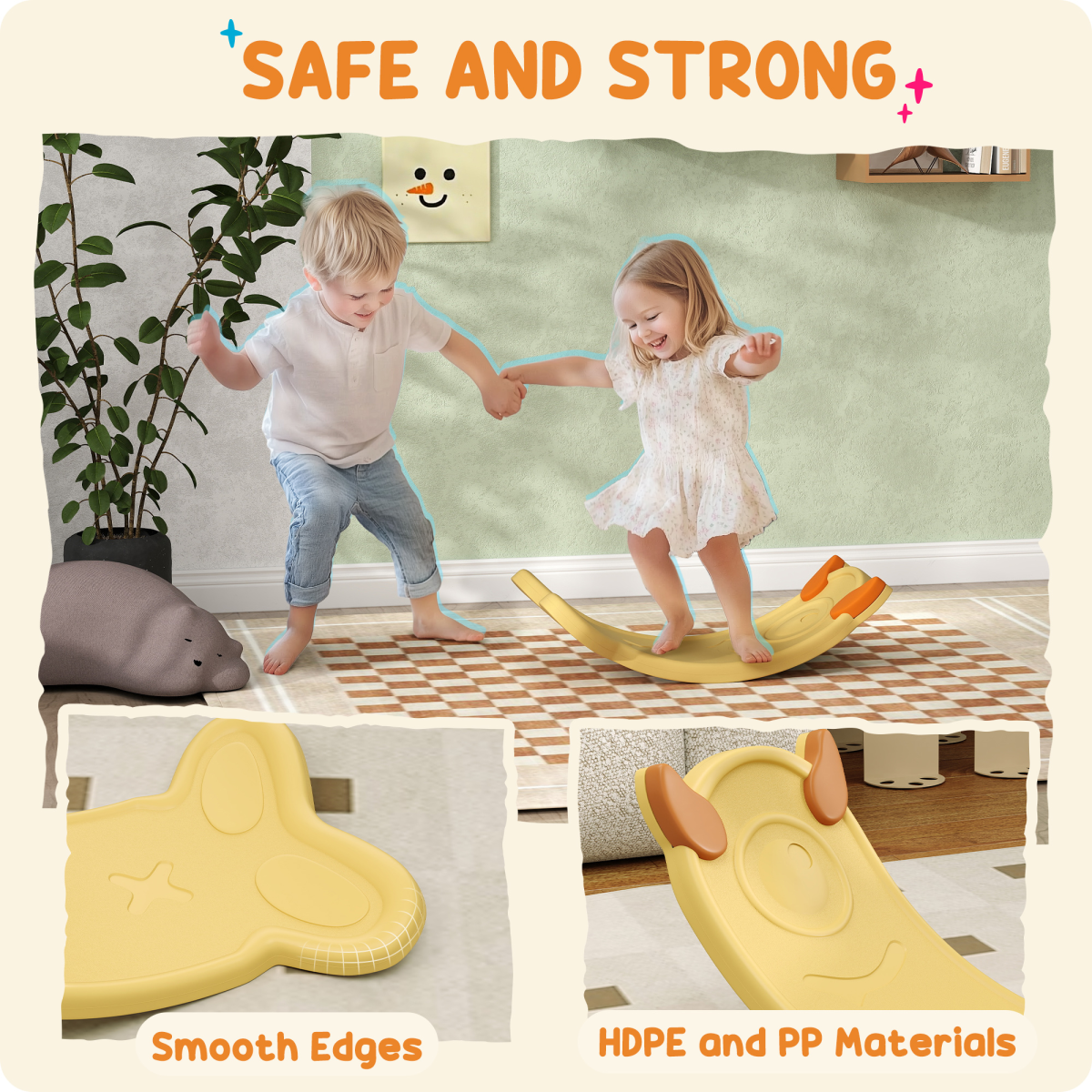 AIYAPLAY Kids Balance Board for Training & Sensory Play, Yellow