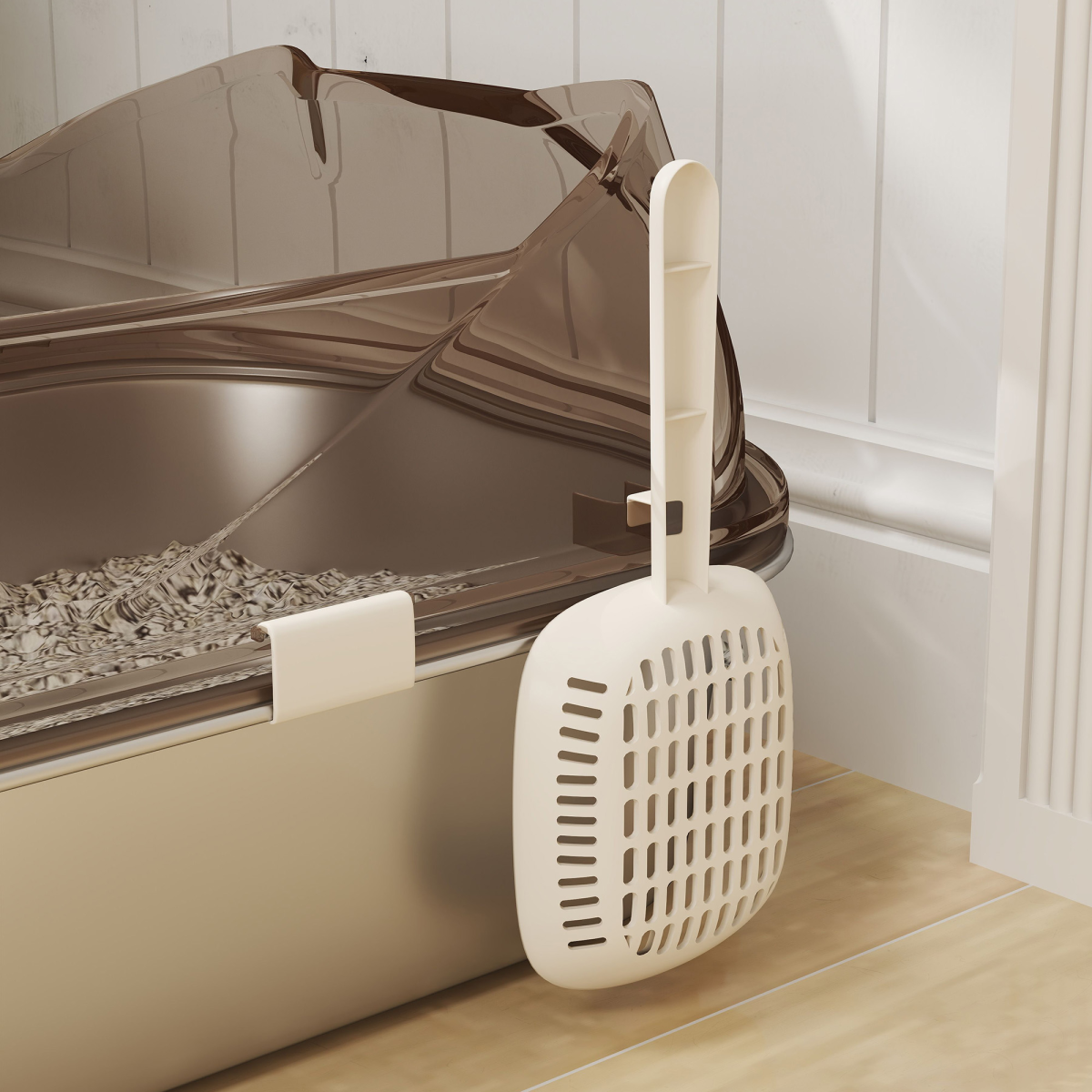PawHut Stainless Steel Cat Litter Box with Lid, Pedal & Scoop