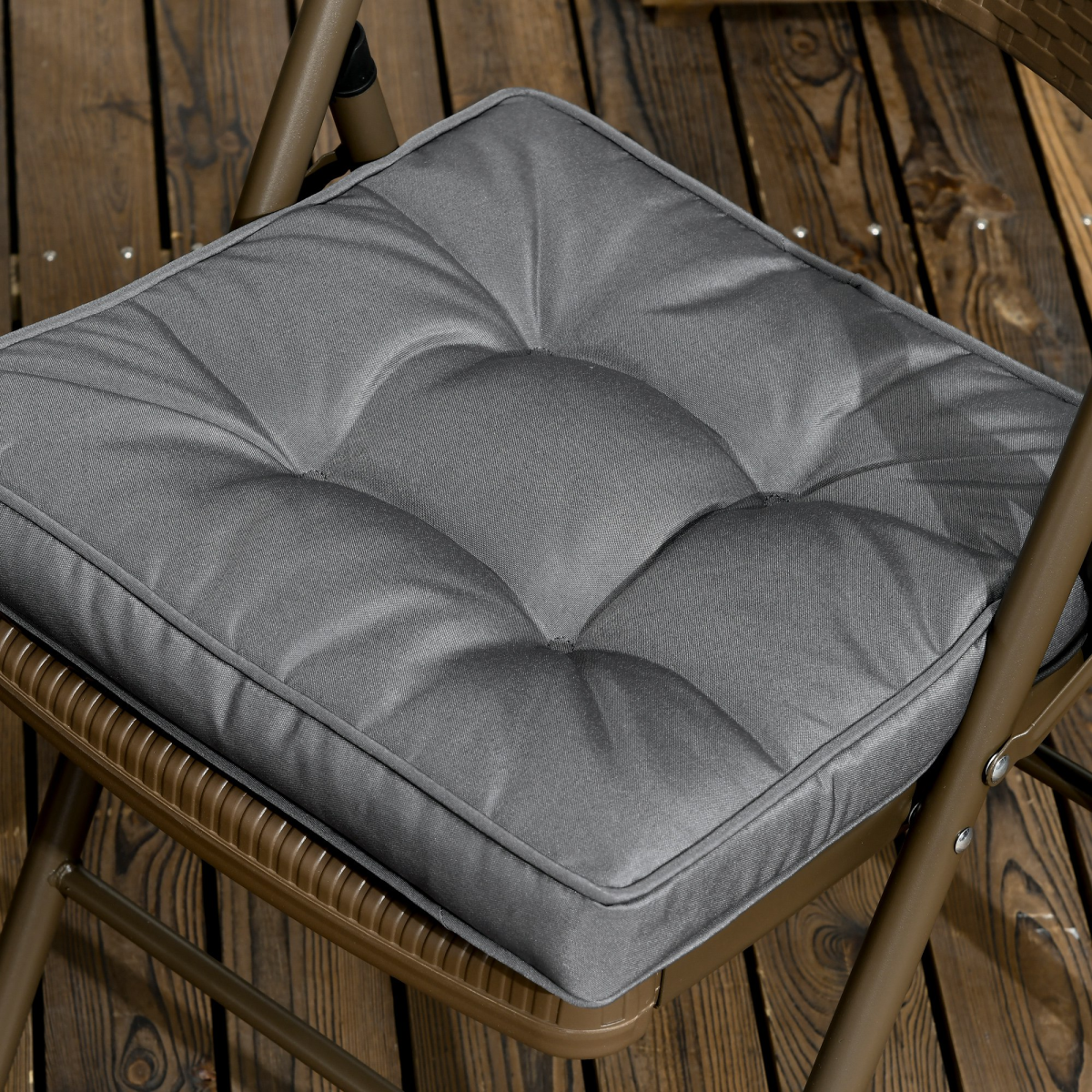 Outsunny Grey Garden Seat Cushion with Ties, 45 x 45 x 5cm