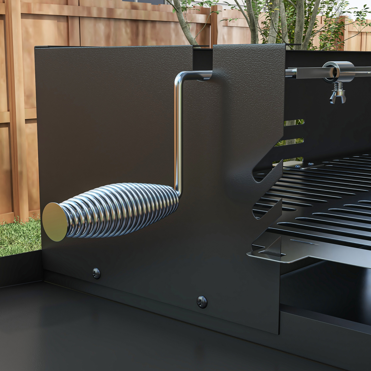 Outsunny Charcoal Rotisserie BBQ Grill with 3-Tier Grate & Foldable Shelves