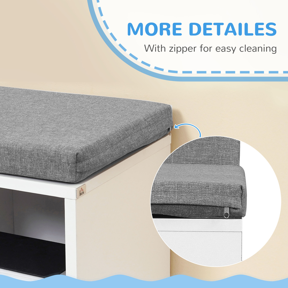 2-Tier Modern White Bookcase with Removable Cushions