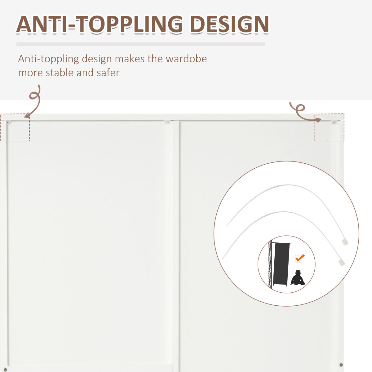 White 2-Door Wardrobe with Mirror, 3 Drawers, Shelves & Rail