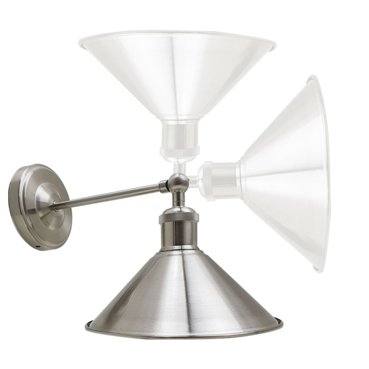 Satin Nickel Adjustable Vintage Industrial E27 Wall Sconce