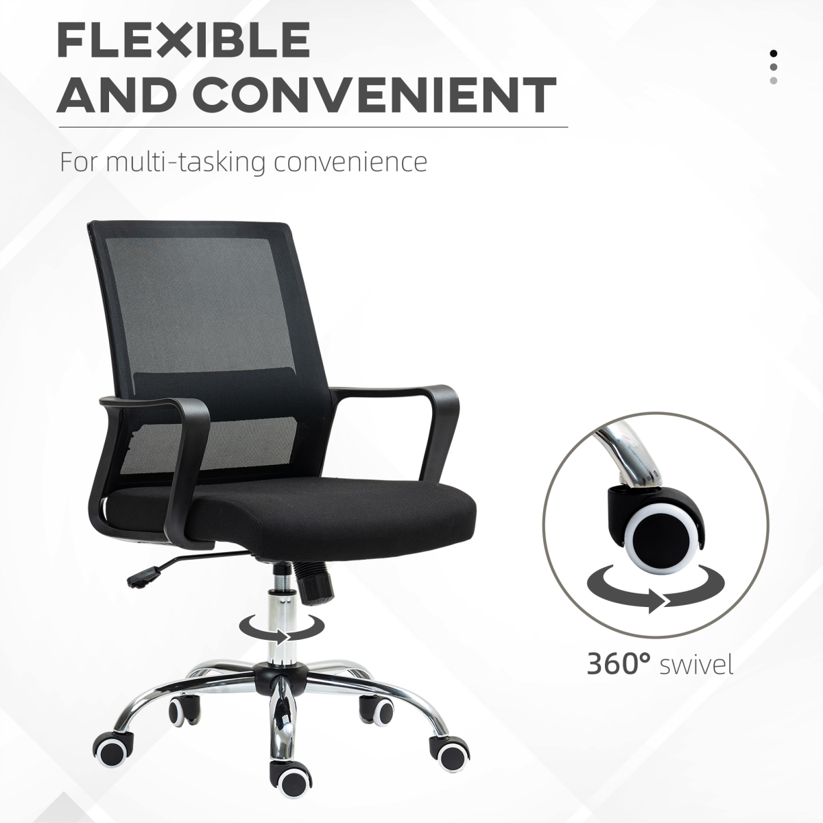 Vinsetto Mesh Office Chair with Swivel Seat, Adjustable Height, Black
