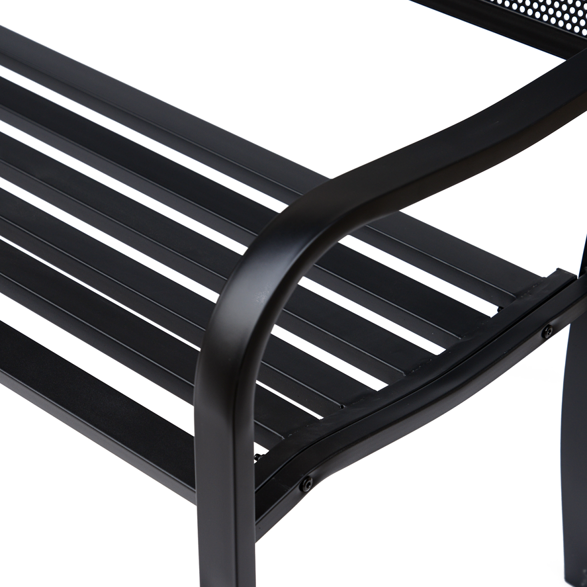 Outsunny 2 Person Steel Garden Bench with Cast Iron Backrest and Seat, 120 cm, Black