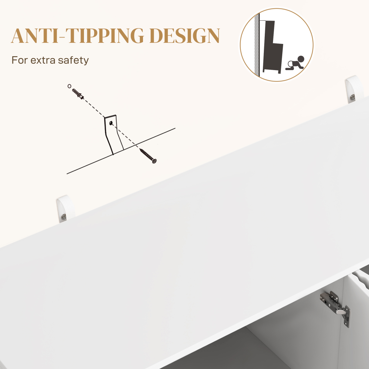 HOMCOM White Buffet Sideboard Cabinet with Adjustable Shelves